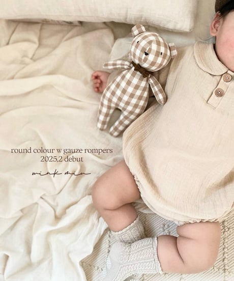 round collar w gauze rompers (long sleeve)