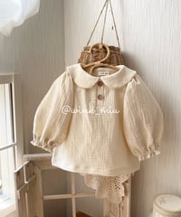 round collar volume sleeve w gauze blouse