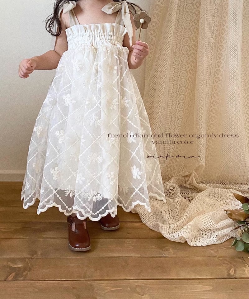 DINT オーガンジーフラワーワンピース french diamond flower organdy dress | wink miu