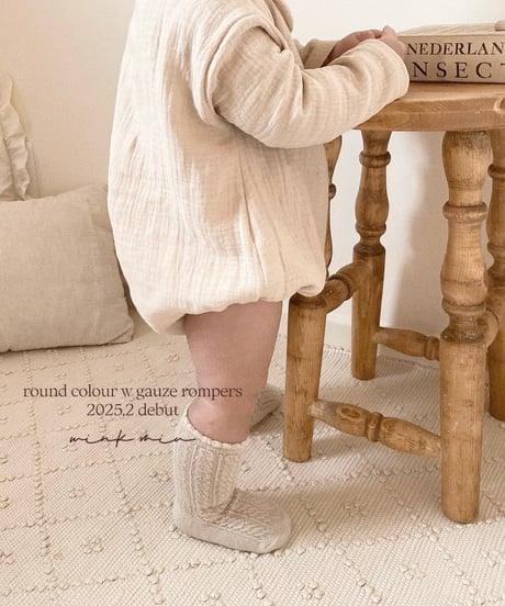 round collar w gauze rompers (long sleeve)