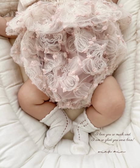 pinky flower tulle rompers dress