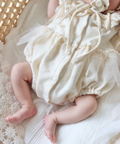 ceremony openwork mesh tulle frill pumpkin rompers