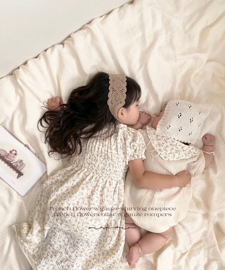 french flower collar w gauze rompers (short sleeve)