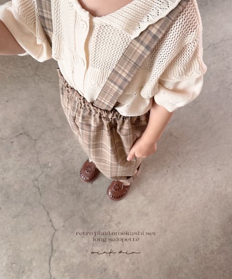 strap design long salopette(retro plaid)