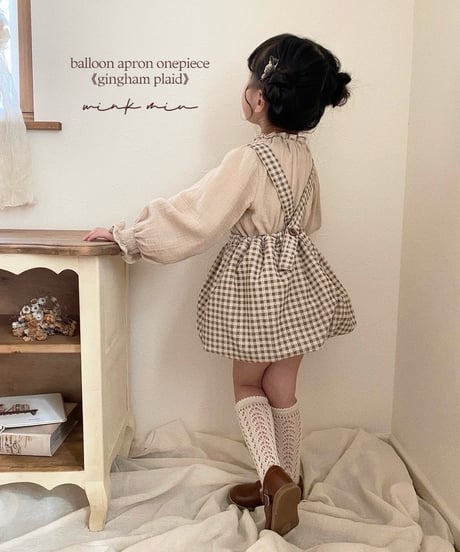 balloon apron onepiece《gingham plaid》