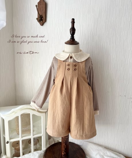 salopette half pants《pumpkin beige》