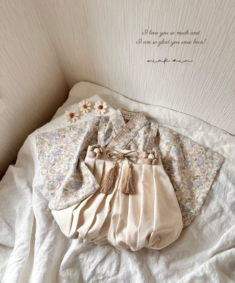 retro baby hakama waist flower 《retro tulip×natural white》