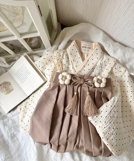 retro baby hakama waist flower 《dot×biscuit moca》