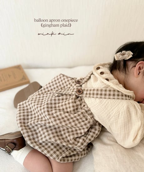 balloon apron onepiece《gingham plaid》