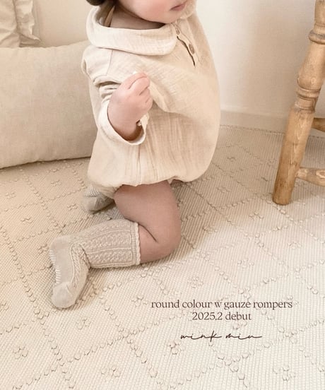 round collar w gauze rompers (long sleeve)
