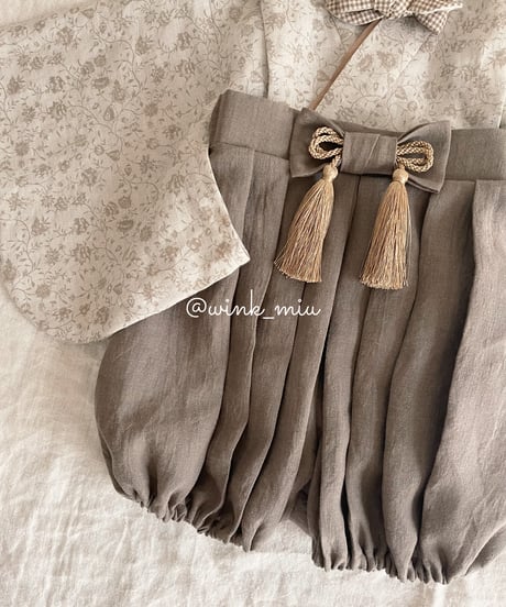 retro baby hakama waist ribbon《shabby flower×purple moca》