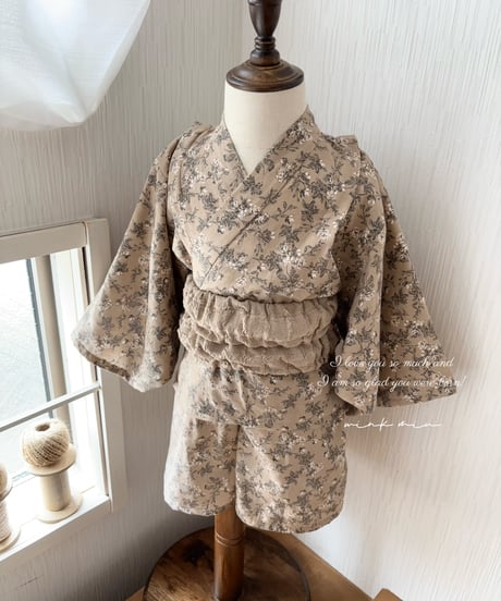 retro kids yukata (half pants/sick rose)