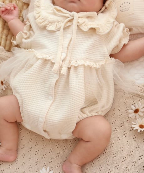 ceremony waffle like tulle frill pumpkin rompers