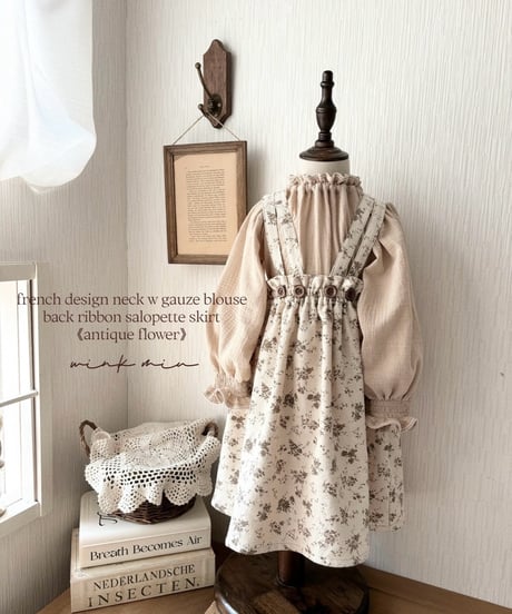 french design neck w gauze blouse《long sleeve》