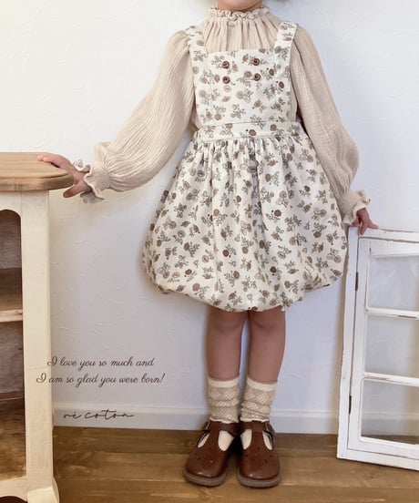 balloon apron onepiece《corduroy retro flower》