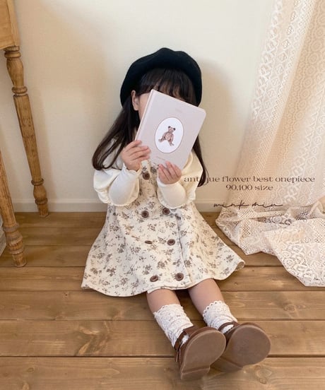 【ラスト販売】antique flower vest onepiece
