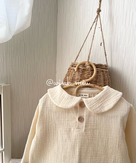 round collar w gauze tops 《long sleeve》