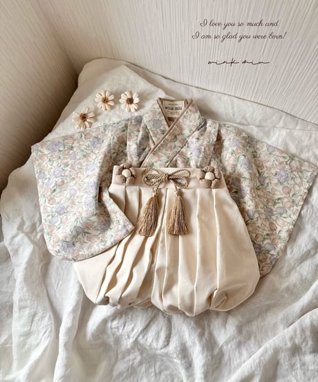 retro baby hakama waist flower 《retro tulip×natural white》