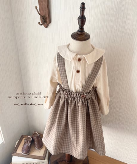 salopette A line skirt《antique plaid purple moca》