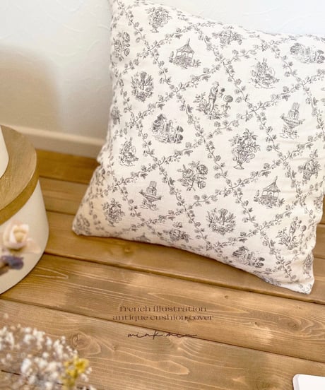 【即納ラスト１点】 french illustration antique cushion cover