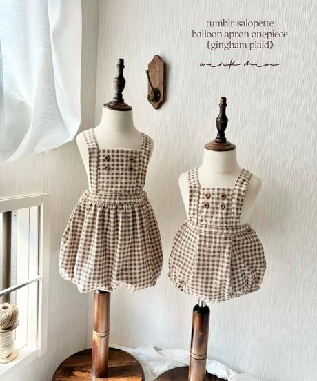 balloon apron onepiece《gingham plaid》