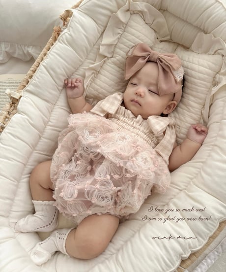 pinky flower tulle rompers dress