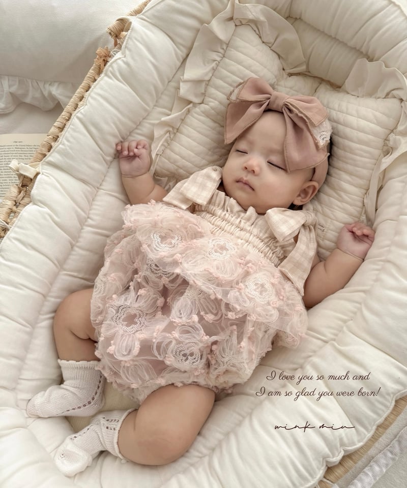pinky flower tulle rompers dress | wink miu