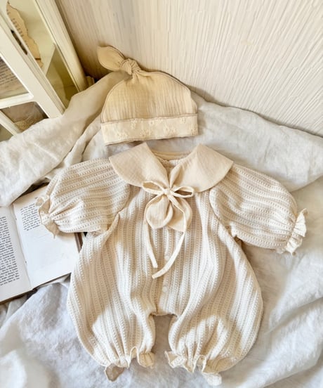 ceremony jacquard dot half rompers
