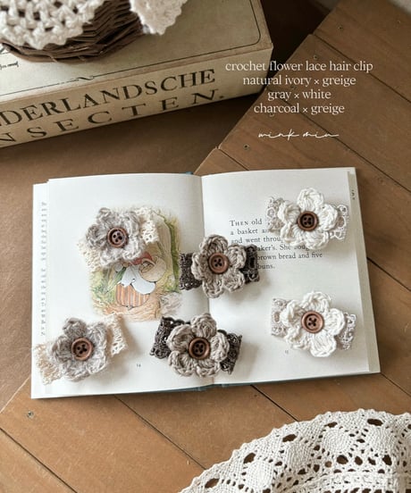 crochet flower lace hair clip