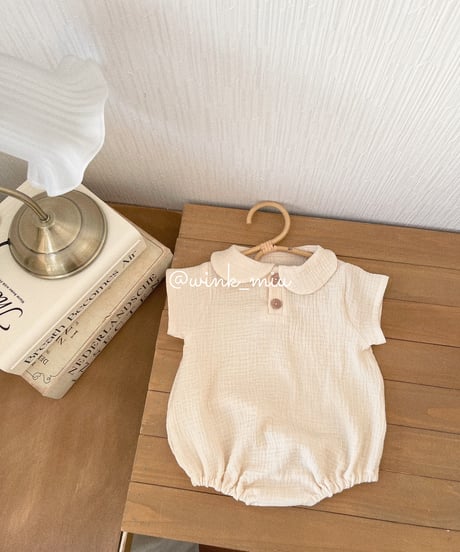 round collar w gauze rompers (short sleeve)