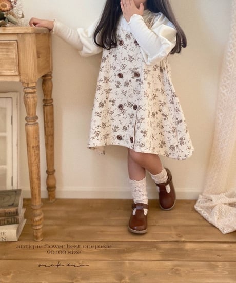 【ラスト販売】antique flower vest onepiece