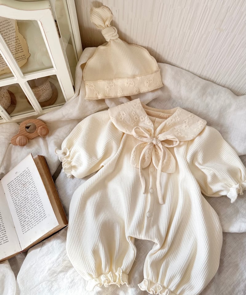 winkmiu rompers dress 80 ロンパース+リボンヘアバンド ceremony lib knit half rompers | wink miu