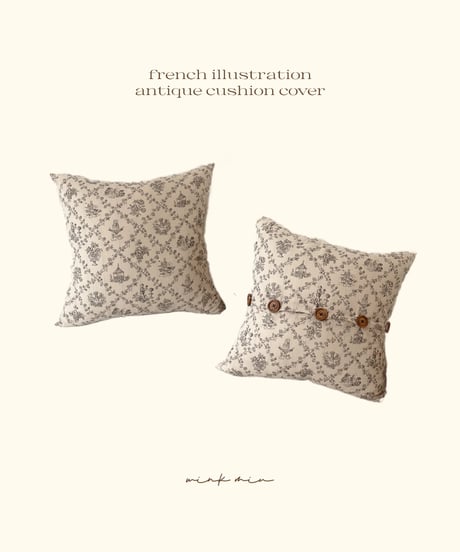 【即納ラスト１点】 french illustration antique cushion cover
