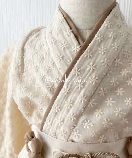 retro baby hakama waist flower 《organdy flower×natural white》