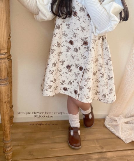 【ラスト販売】antique flower vest onepiece