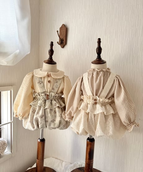 frill waist balloon pumpkin salopette《cotton lace flower》