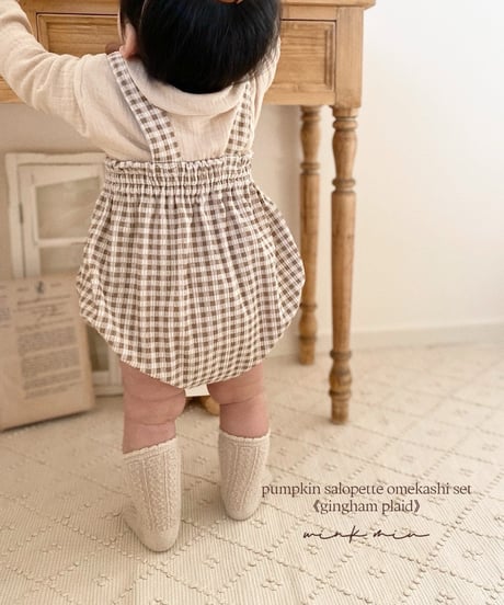 pumpkin salopette omekashi set《gingham plaid》