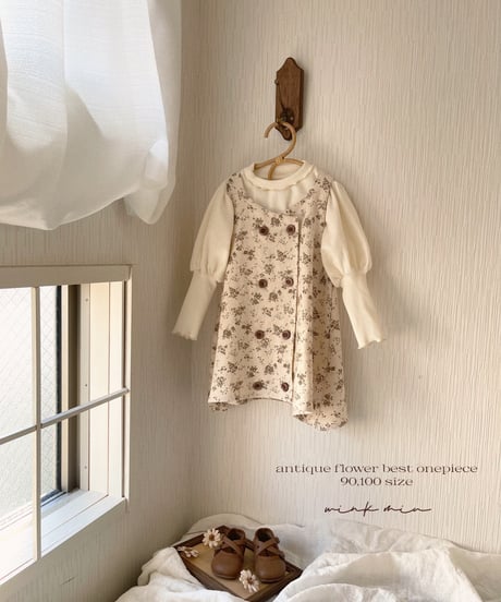 【ラスト販売】antique flower vest onepiece