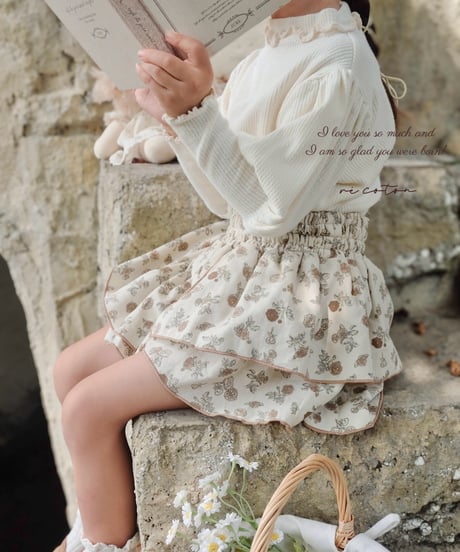 layered frill culotte《corduroy retro flower》
