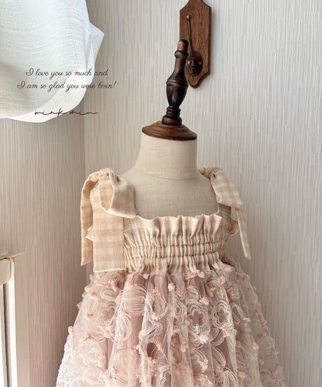 pinky flower tulle dress