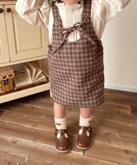 front ribbon jumper skirt《chocolate block plaid》