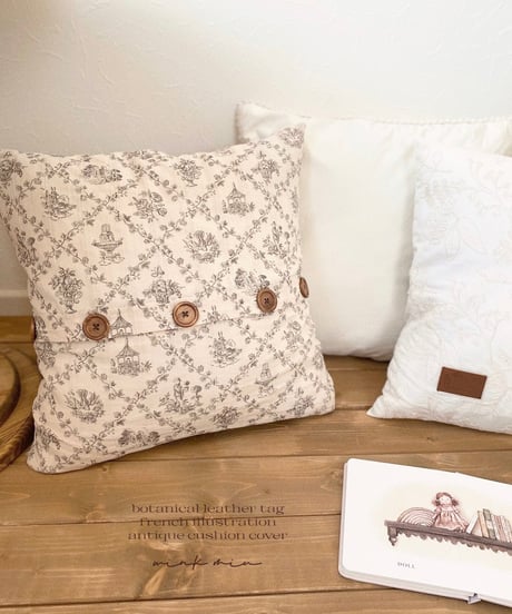【即納ラスト１点】 french illustration antique cushion cover