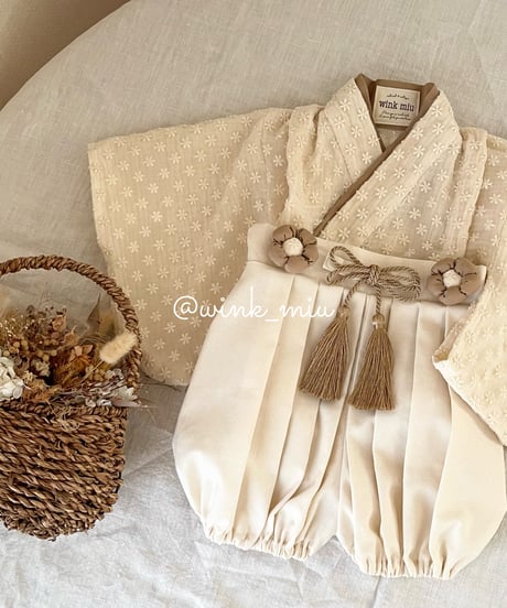 retro baby hakama waist flower 《organdy flower×natural white》