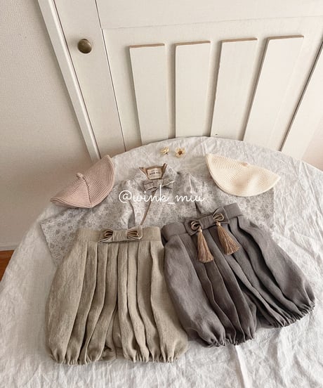 retro baby hakama waist ribbon《shabby flower×beige》