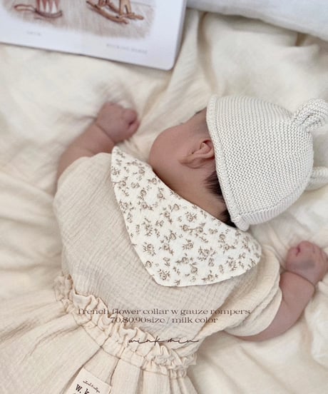 french flower collar w gauze rompers (short sleeve)
