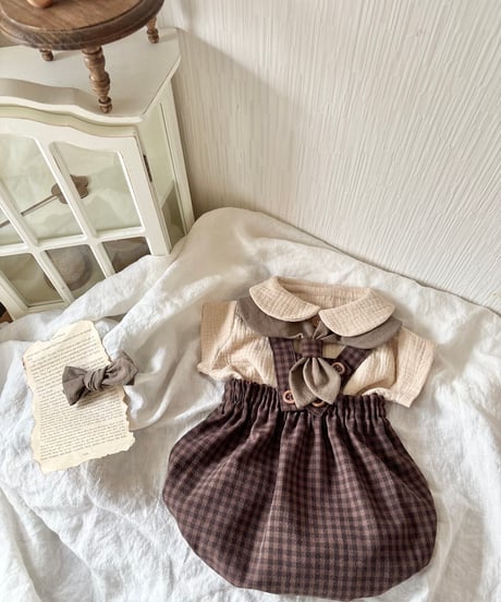 strap design pumpkin salopette《chocolate plaid》