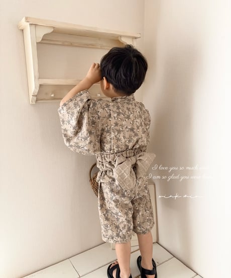 retro kids yukata (half pants/sick rose)