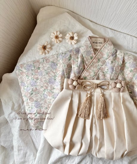 retro baby hakama waist flower 《retro tulip×natural white》
