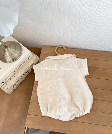 round collar w gauze rompers (short sleeve)