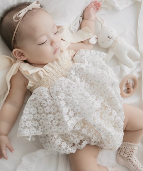cream daisy tulle rompers dress